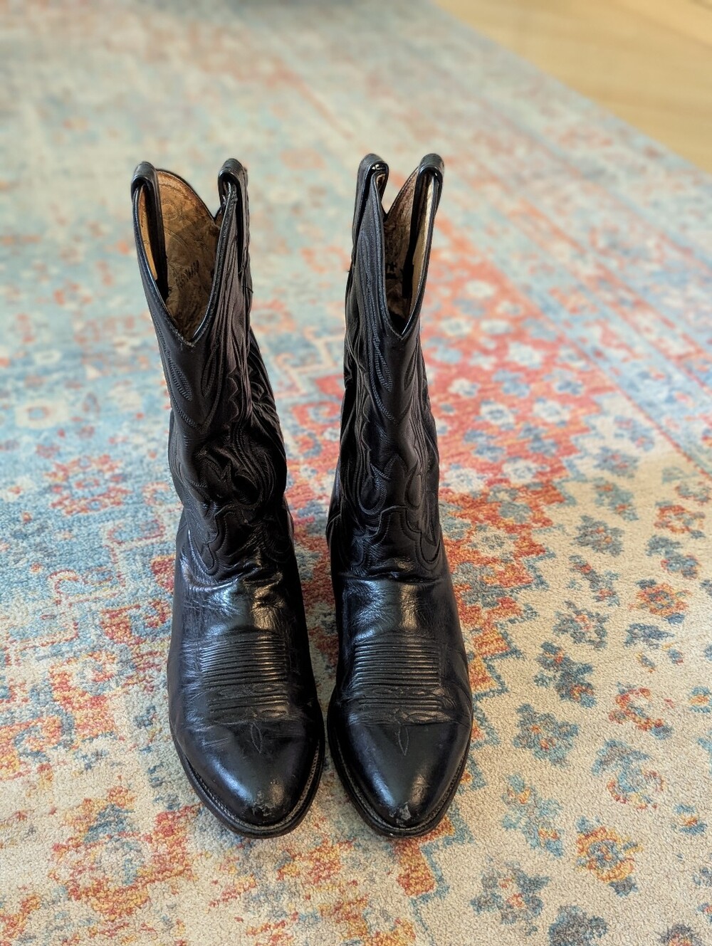 Tony Lama Vaquero Men's 13 D Black Cowboy Western Boots Leather Style #2993 - Picture 2 of 8